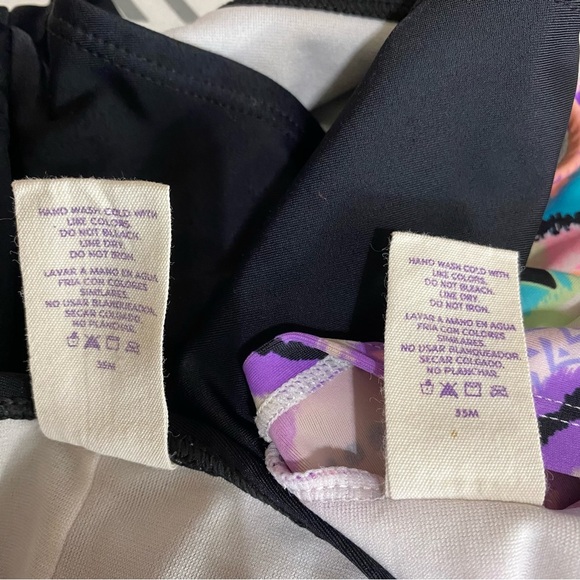 OP Girls Purple Geo Design Halter Tankini - Picture 3 of 6